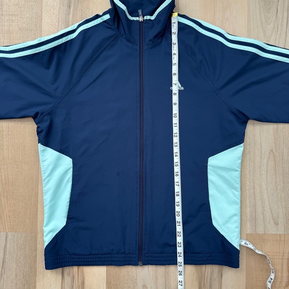 Adidas Women’s Full Zip Windbreaker Jacket No Hood Blue Teal Large - Picture 16 of 16